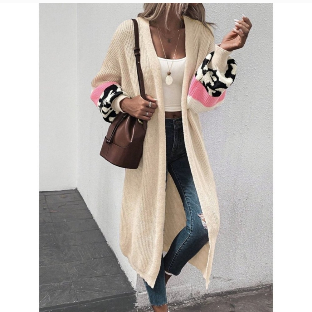 Contemporary Open Front Statement Sleeved Cardigan - Picture 1 of 5